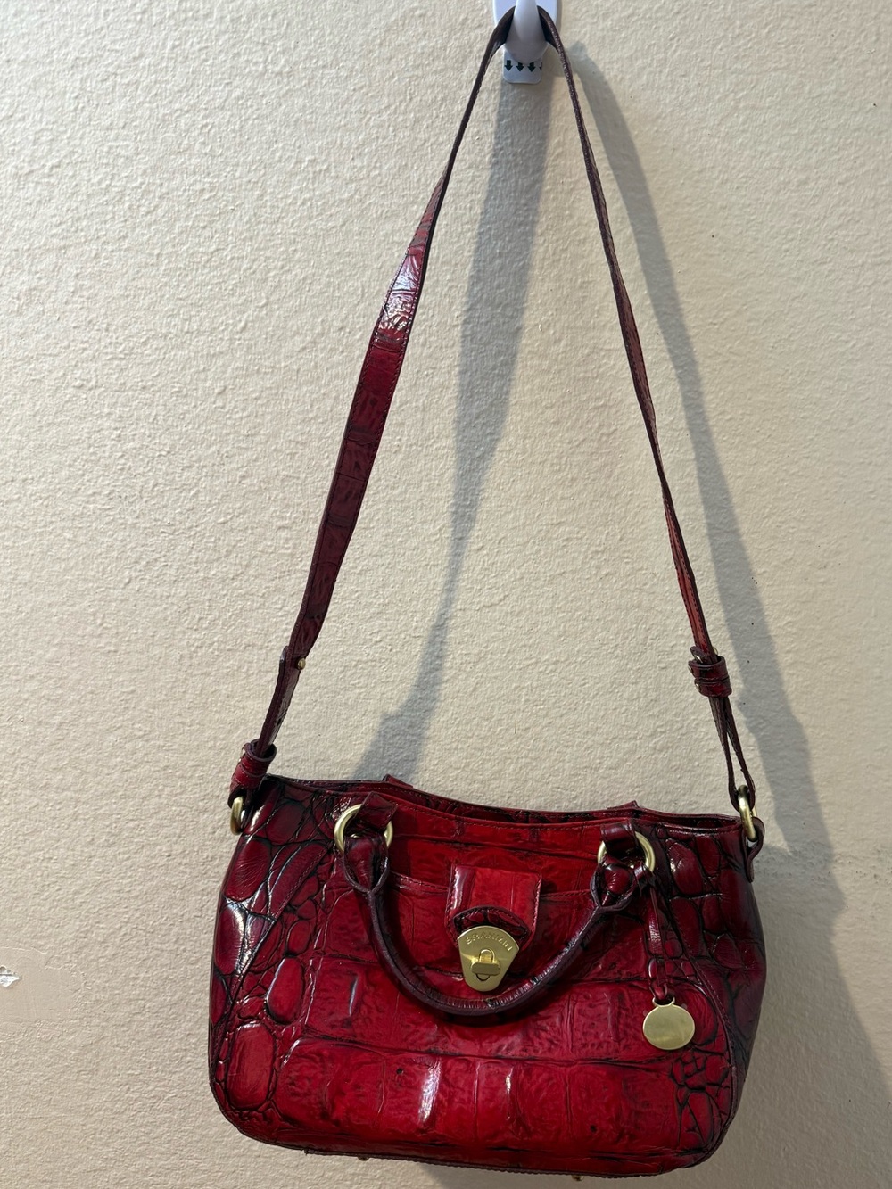 Brahmin red croc  leather shoulder bag